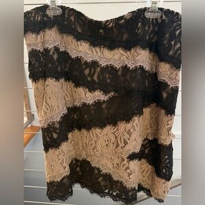 Per Una for Marks & Spencer Lace Striped Skirt - Black & Tan - UK S 18/US S 14.